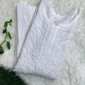 White Viscose Chikankari Kurti with 3-D Thread Handwork Embroidery Latest Online