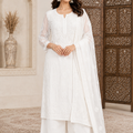 White Viscose 3D Work Handcrafted Lucknow Chikankari Set