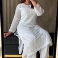 White Chandni Lucknowi Chikankari Modal Palazzo Set