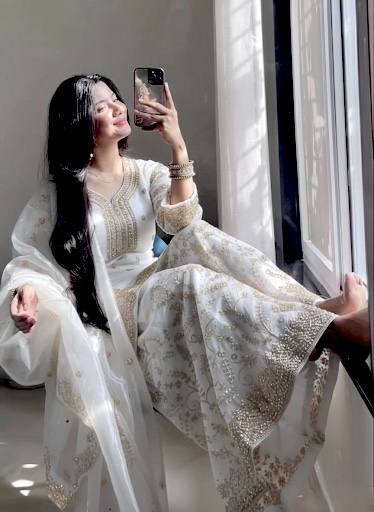 White Ethereal Silk Embroidered Ensemble Eid Special