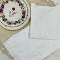 White Handcrafted Lucknowi Chikankari Style Short Kurta & Palazzo Set