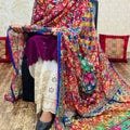 Wine 3 Pakistani Fusion Chikankari Suit with Embroidered Dupatta