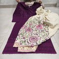 Wine Beautiful Embroidered Phulkari Kantha Salwar & Chikankari Kurti Set
