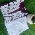 Wine Chikankari Heavy Work Rayon Kurtis + Size Up to 6 XL