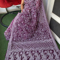 Wine Color Full Jaal Chikankari Saree by Inayakhan