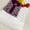 Wine Color Luminous Luxe Lucknawi Chikankari 3 Pc Ensemble