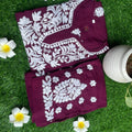 Wine Color New Designer Chikankari Hand Work Kurti Pant Set