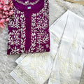 Wine Divine Comfort: Pure Cotton Kurti and Pant Set