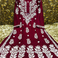 Wine Ethereal Elegance: Lucknow Chikankari Heavy Modal Big Size Kurti