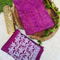 Wine Graceful Cotton Chikankari Work Set: Kurti + Pant up to 6 XL ++ Sizes