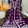 Wine Lucknowi Chikankari Premium Heavy Designer Modal Palazzo Set