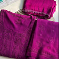 Wine Elegant Viscose Lucknow Chikankari Handwork Ensemble (Latest)