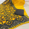 Yellow & Black Chikankari Sequin Work Ready-to-Wear Kurti, Plazo, and Dupatta Set