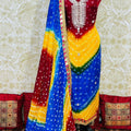 Yellow Blue Maroon Radiant Bandhani Splendor Suit Set