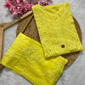 Yellow Breezy Cotton Bliss Mukesh Work Kurti Palazzo Set