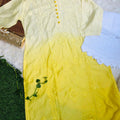 Yellow Chanderi Charm: Dyeable Kalidaar Kurti with Lycra Chikankari Pant