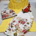 Yellow Chikan Sequence Kurti with Afghani Salwar & Digital Print Dupatta