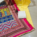 Yellow Chikankari Charm: Sequin Work Kurti with Plazo and Dupatta Set