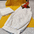 Yellow Chikankari Ensemble: Chikan Kurti, Lucknawi Afghani Salwar, and Sequined Duppata Set