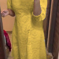 Yellow  Chikankari Pakistani Royal Hakuba Designer Ready to Wear One Piece Tunic Dress