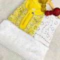 Yellow Color Luminous Luxe Lucknawi Chikankari 3 Pc Ensemble