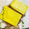 Yellow Cotton Chikankari Hand Work Kurti Pant Sets