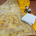Yellow Design 1 Regal Charm Chikan Kurti Pom Pom Duppatta Set and Sharara