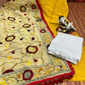 Yellow Design 2 Regal Charm Chikan Kurti Pom Pom Duppatta Set and Sharara
