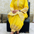 Yellow Eid Special Designer Gold Zari Embroidered Afghani Co-Ord Set