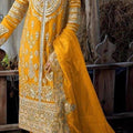 💃👚 Yellow Elegant Georgette Embroidered Suit 👚💃