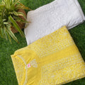 Yellow Exclusive Cotton Voile Chikankari Handwork Kurti with Pants
