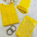 Yellow Exclusive Dobby Cotton 3-Piece Salwar Suit Set