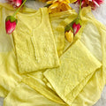 Yellow 🌻 Exclusive Dobby Cotton Full Dyeable 3-Piece Set with Chiffon Dupatta 🌻