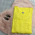 Yellow 🌸 Exclusive Dye Dobby Cotton Kurti Set with Hand Thread Work 🌸