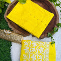 Yellow Graceful Cotton Chikankari Work Set: Kurti + Pant up to 6 XL ++ Sizes