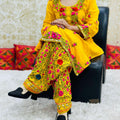 Yellow Indo-Western Kantha Co-ord Set