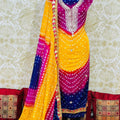 Yellow Maroon Radiant Bandhani Splendor Suit Set