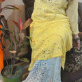 Yellow 💫 Mirror Magic Georgette Kurti with Sharara Set 💫 2 Pc set