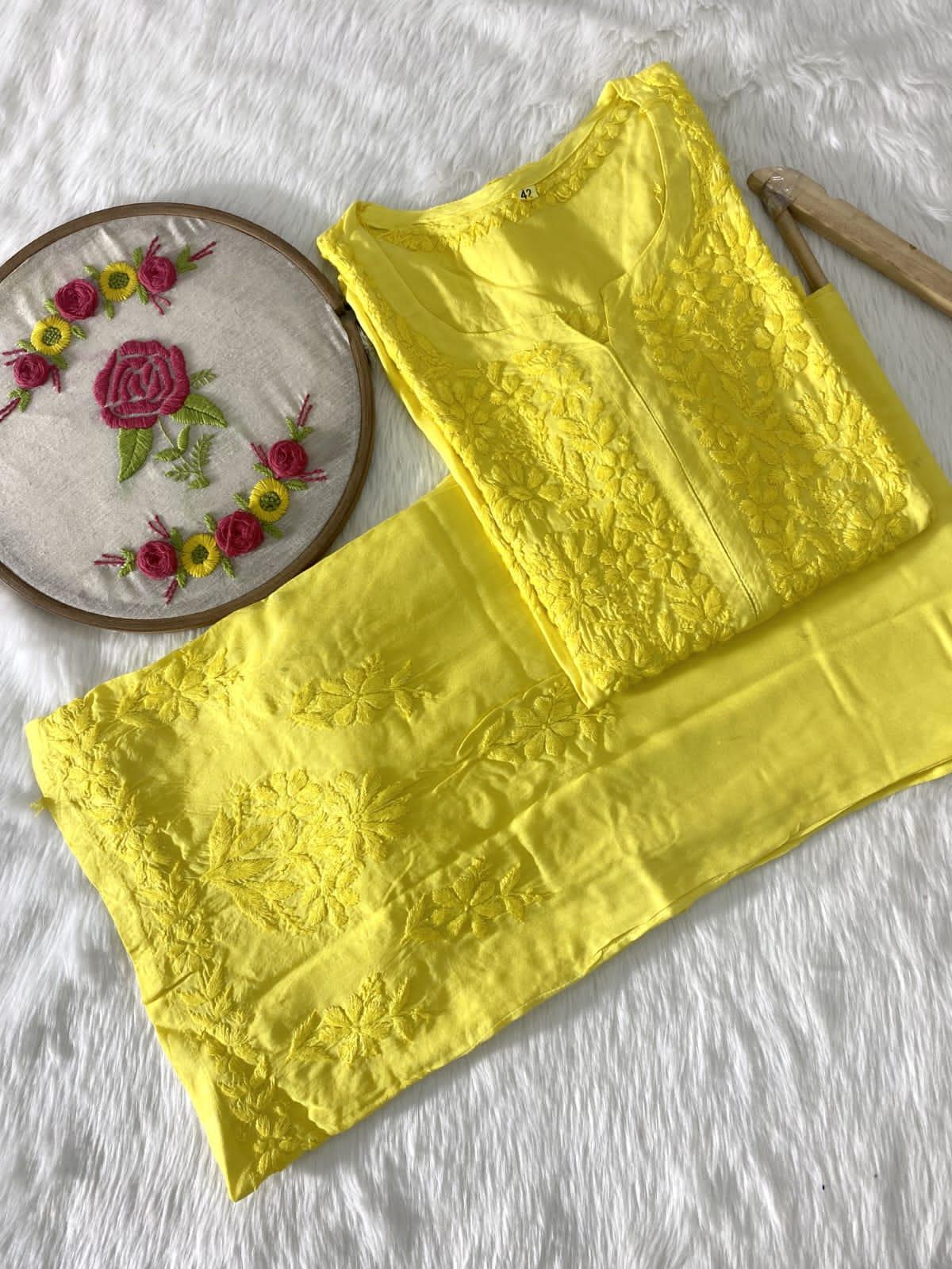 Yellow Modal Elegance Kurti and Palazzo Set - Inayakhan Shop 