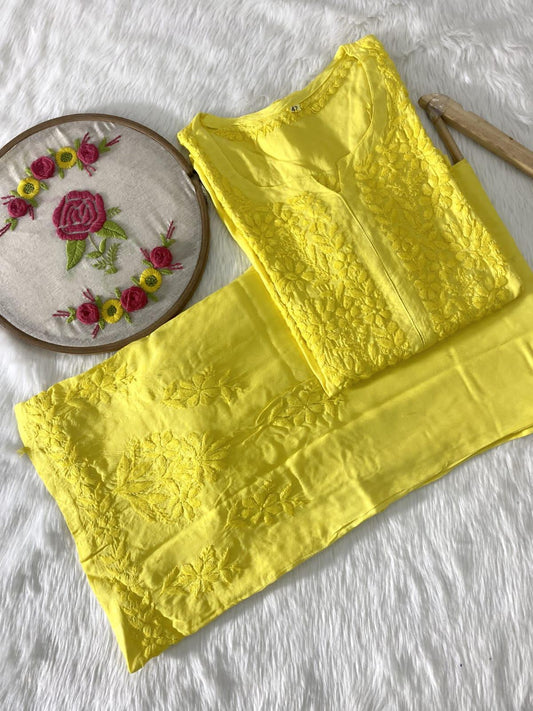 Yellow Modal Elegance Kurti and Palazzo Set - Inayakhan Shop 