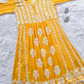 Yellow Party Wear Long Modal Heavy Chikankari Handwork A-Line Gown