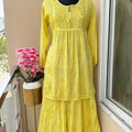 Yellow Premium Modal Silk Chikankari Kurti and Gharara Set Limited Stock