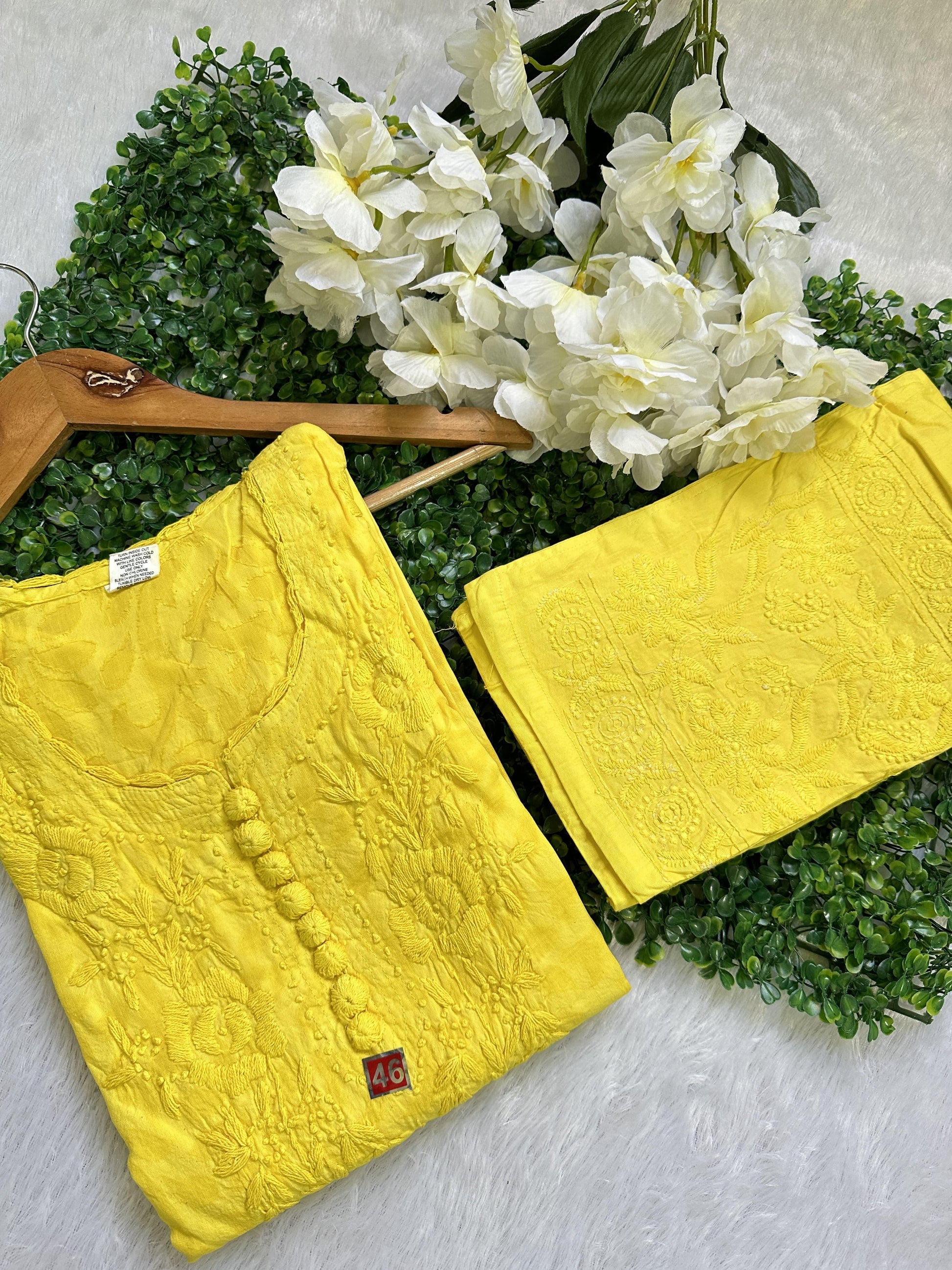 Yellow Radiant Brasso Elegance: Handwork Dyed Co-ord Set - Inayakhan Shop 