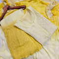 Yellow Radiant Reflections Ombré Booti Jaal Chikankari Set (INNER INCLUDED)