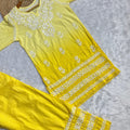 Yellow Mul Mul Cotton Chikankari Cord Set – Plus Size up to 56  | Lightweight Luxe Co-Ord