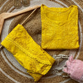 Yellow Premium Lucknow Chikankari Cotton Short Frock Dhoti Co-ord Set