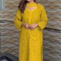 Yellow Chikan Hakoba Designer Ready-to-Wear Suits Plus Sizes available