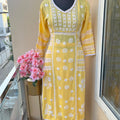 Yellow Premium Rayon Kurti with Palazzo Set Lucknow Chikankari Handwork