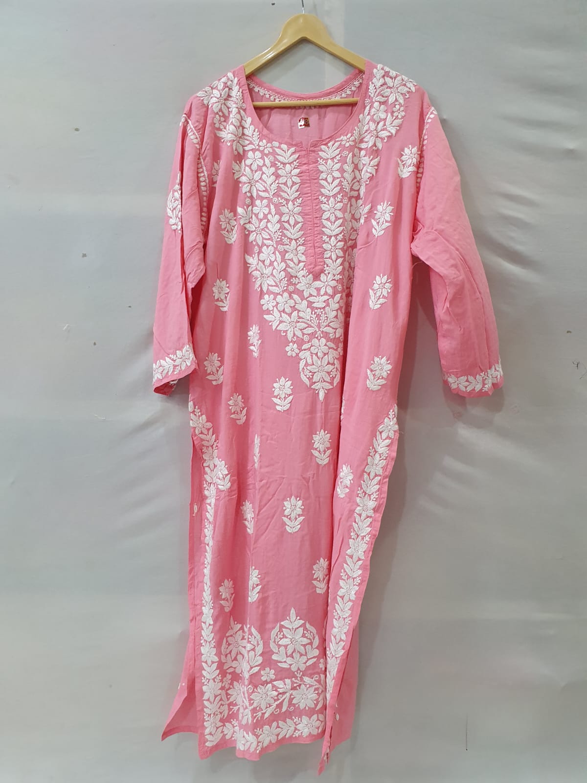 Combo Blue Ombre Dyed Semi Georgette Kurti + Long Modal Chikankari Kurti (Baby Pink)