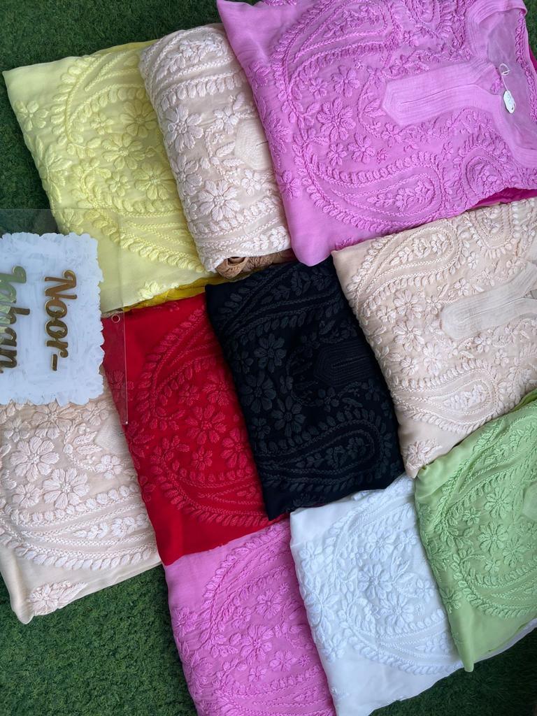 Black Soft Pure Viscose Chikankari Kurti with Beautiful Handwork Embroidery Shopping Online - Inayakhan Shop 